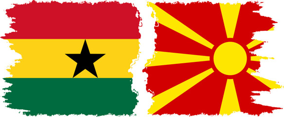 Northern Macedonia and Ghana grunge flags connection, vector