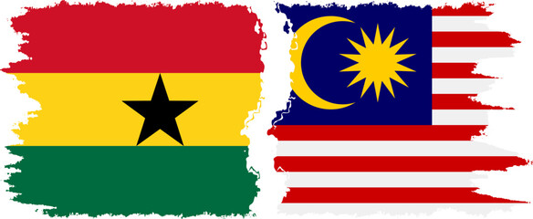 Malaysia and Ghana grunge flags connection, vector