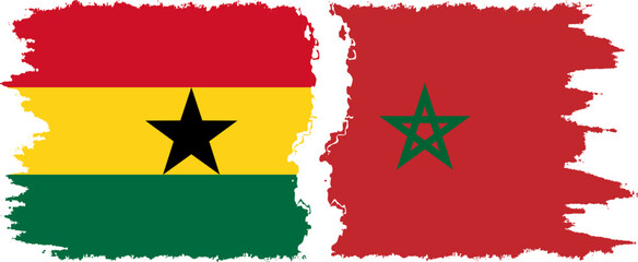 Morocco and Ghana grunge flags connection, vector