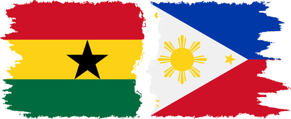 Philippines and Ghana grunge flags connection, vector