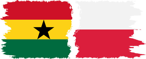 Poland and Ghana grunge flags connection, vector