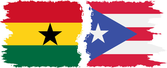 Puerto Rico and Ghana grunge flags connection, vector