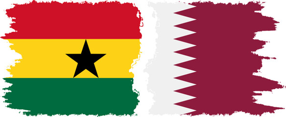 Qatar and Ghana grunge flags connection, vector