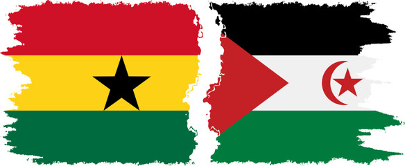 Western Sahara and Ghana grunge flags connection, vector