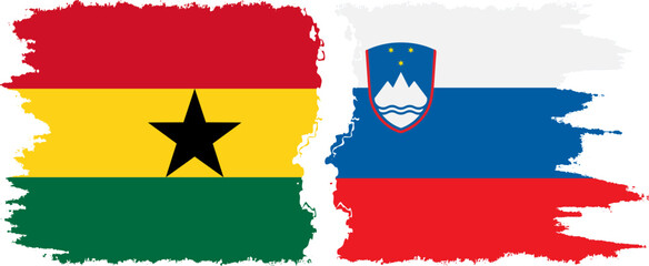 Slovenia and Ghana grunge flags connection, vector