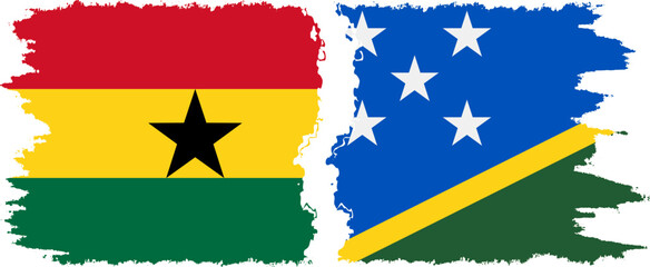 Solomon Islands and Ghana grunge flags connection, vector