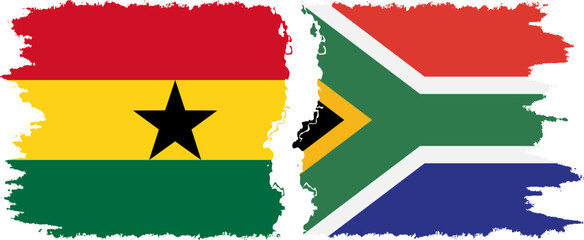 South Africa and Ghana grunge flags connection, vector