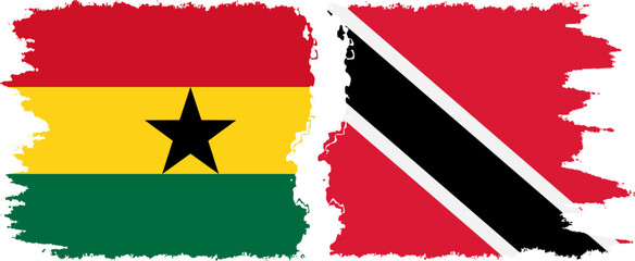 Trinidad and Tobago and Ghana grunge flags connection, vector