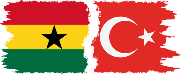 Turkey and Ghana grunge flags connection, vector