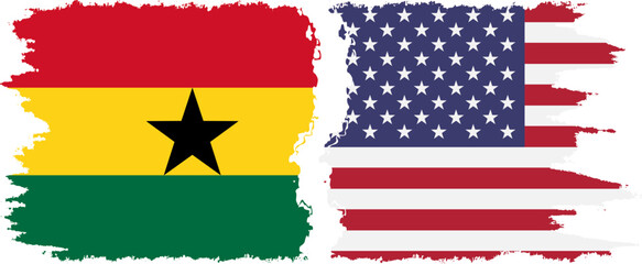 United States and Ghana grunge flags connection, vector