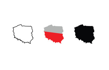 Obraz premium Poland map icon. Poland border. Country flag sign. Europe geography. Vector illustration. 