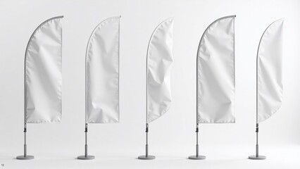Realistic White Advertising Flags & Banners - Modern Design & Branding