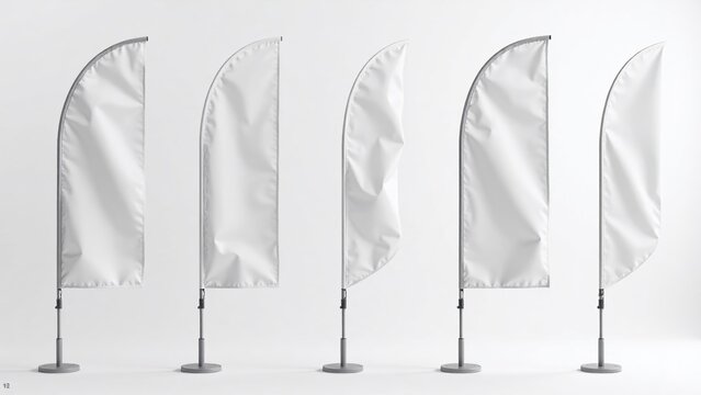 Realistic White Advertising Flags & Banners - Modern Design & Branding