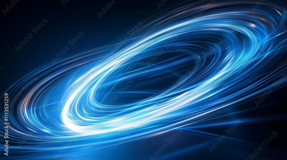 Poster swirling blue light creates a mesmerizing vortex effect against a dark background in an abstract com