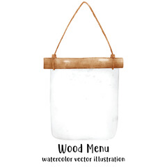 Wooden menu, wood board, wood sign, menu, watercolor style, vector. illustration