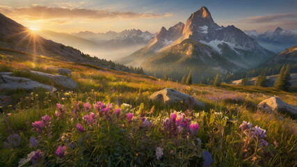 sunset in the mountains