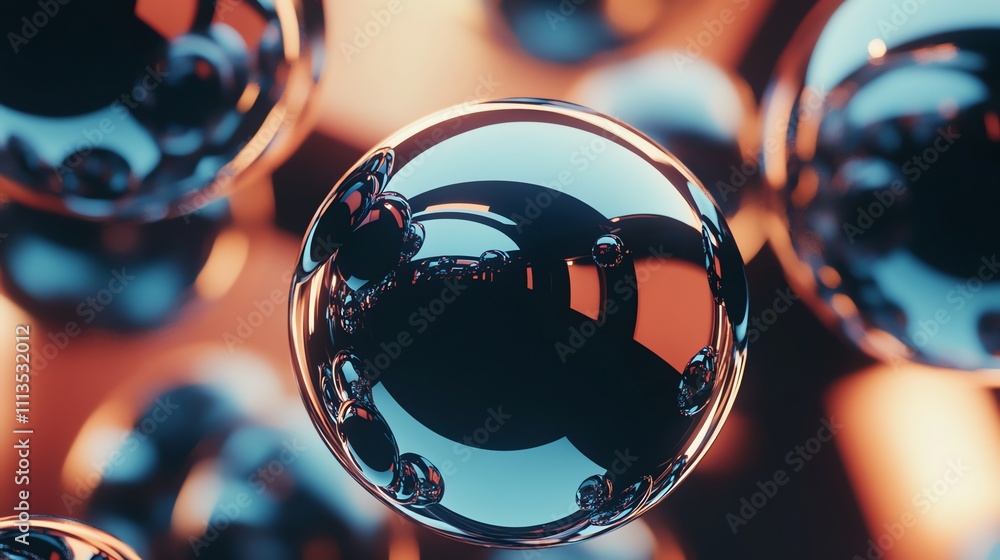 Canvas Prints a close-up of shiny spheres with reflections.
