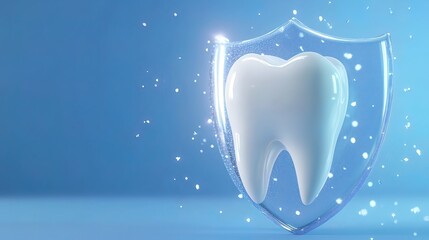 Shiny White Tooth Protected by a Glass Shield