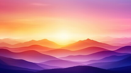 Obraz premium A beautiful mountain range with a bright orange sun in the sky
