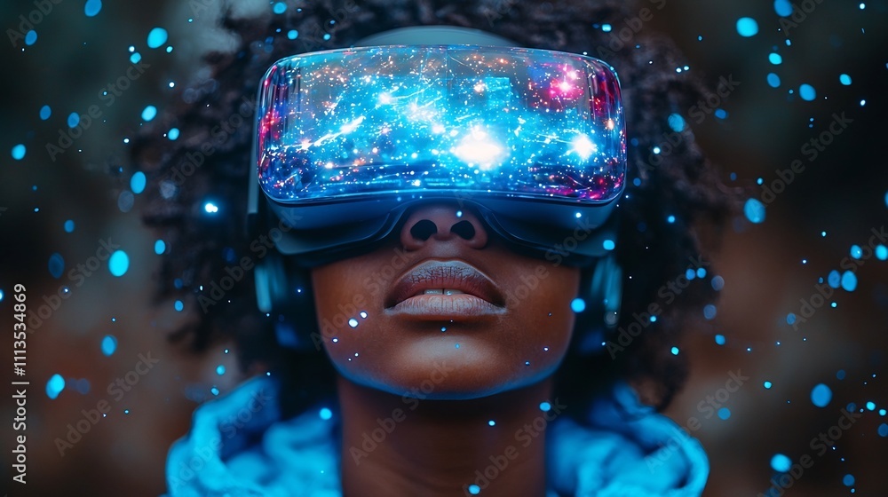 Poster students exploring simulated solar system in virtual reality learning hub