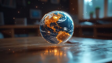 Holographic Globe Floating in Interactive Classroom for Immersive Geography Learning