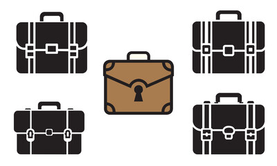 Briefcase icon set vector flat style design. Professional briefcase icon, Briefcase symbol. Briefcase silhouette illustration.