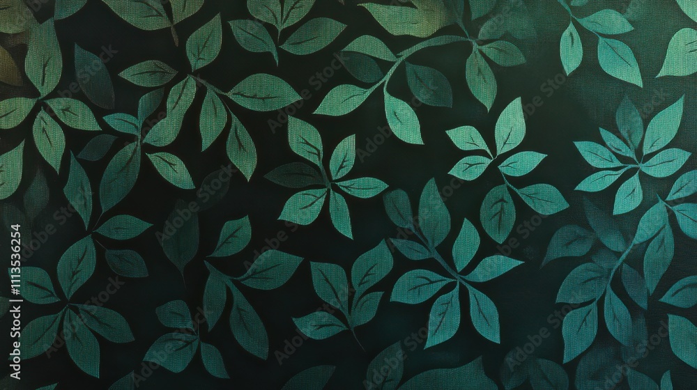 Aufkleber elegant dark background with green leaf patterns for design projects