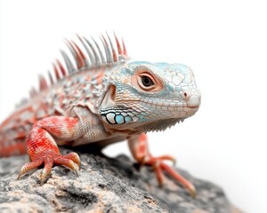 Fototapeta premium Colorful Lizard on Rock with Unique Features and Bright Patterns
