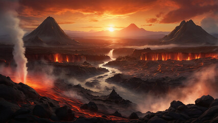 sunset in the mountains