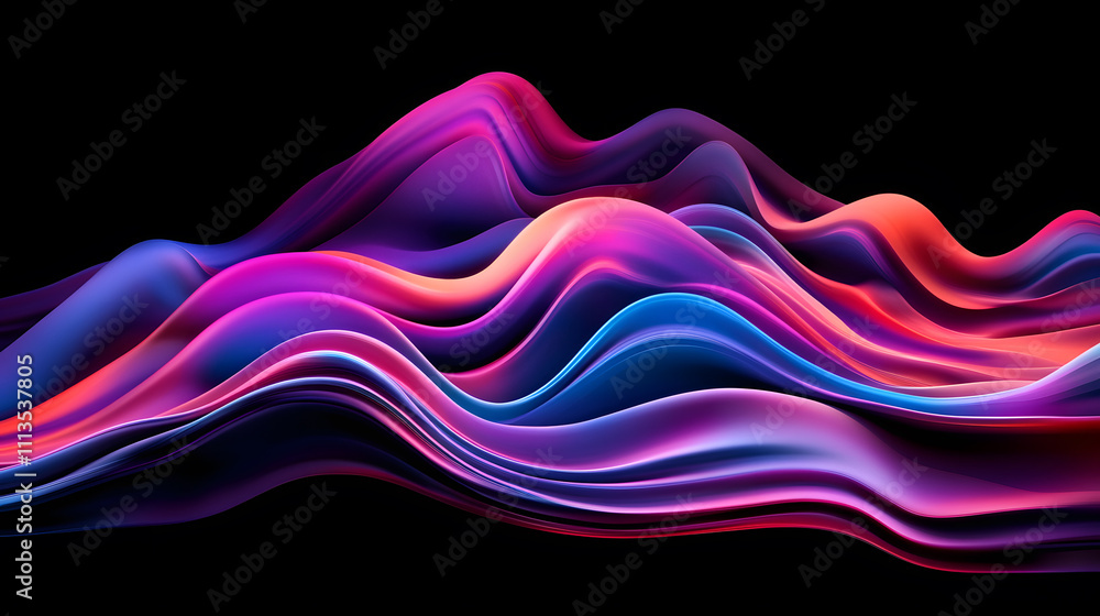 Poster dynamic waves of color abstract digital art vibrant visuals studio environment artistic perspective 