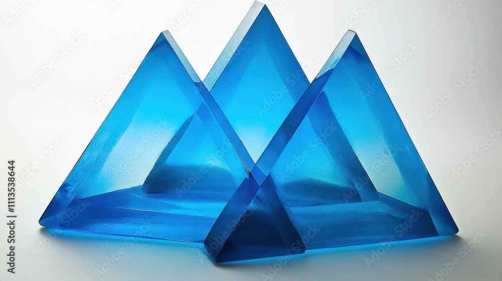 Poster blue geometric shapes in layered triangular formation display