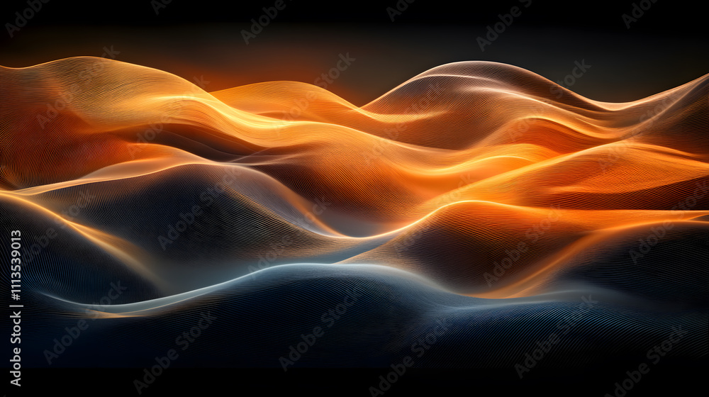 Poster flowing waves of colorful light digital art scene abstract design vibrant environment unique viewpoi