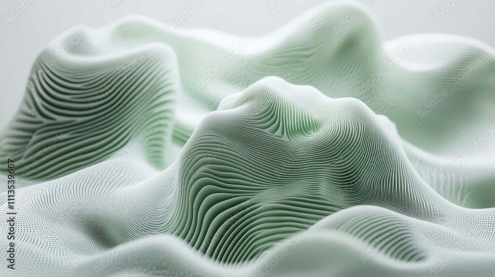 Poster abstract green waves texture in soft light for background design