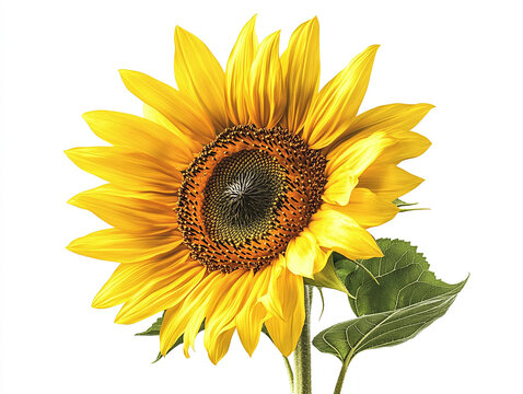 Bright sunflower with a vibrant yellow bloom isolated on white background - Powered by Adobe