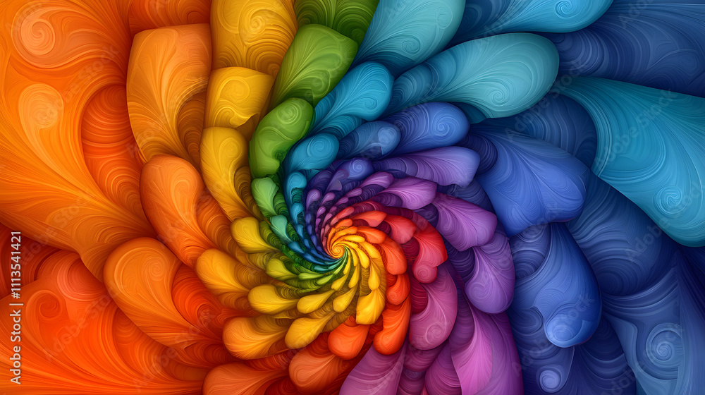 Poster dynamic colorful spiral pattern abstract art digital artwork vibrant environment close-up view visua