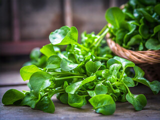 Watercress on pot on white or transparent background