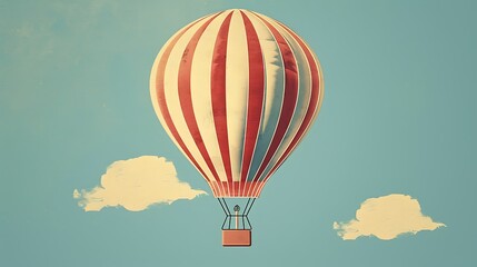 Fototapeta premium A whimsical illustration of a hot air balloon on a solid background