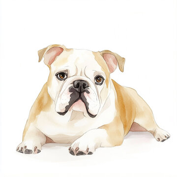 recommend clip art: Bulldog Dog Watercolor Cute And Creepy Dog Clip Art Illustration