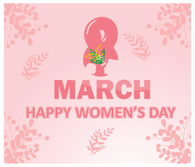Happy Women's Day Celebration in March with Floral Design. 