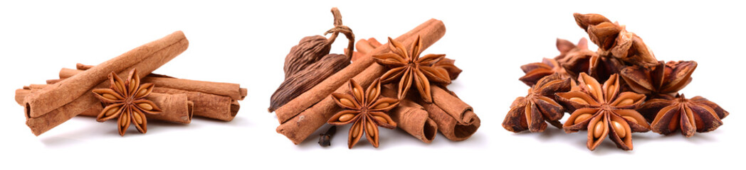 Various seasonings on white background 