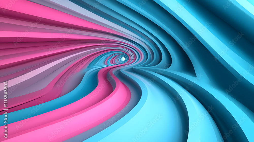 Aufkleber dynamic abstract tunnel visuals digital space 3d animation vibrant colors eye-level perspective mode