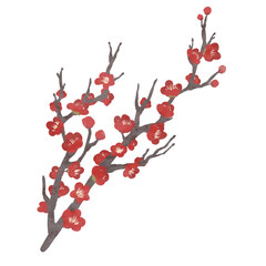 手描き風の梅の枝のベクターイラスト