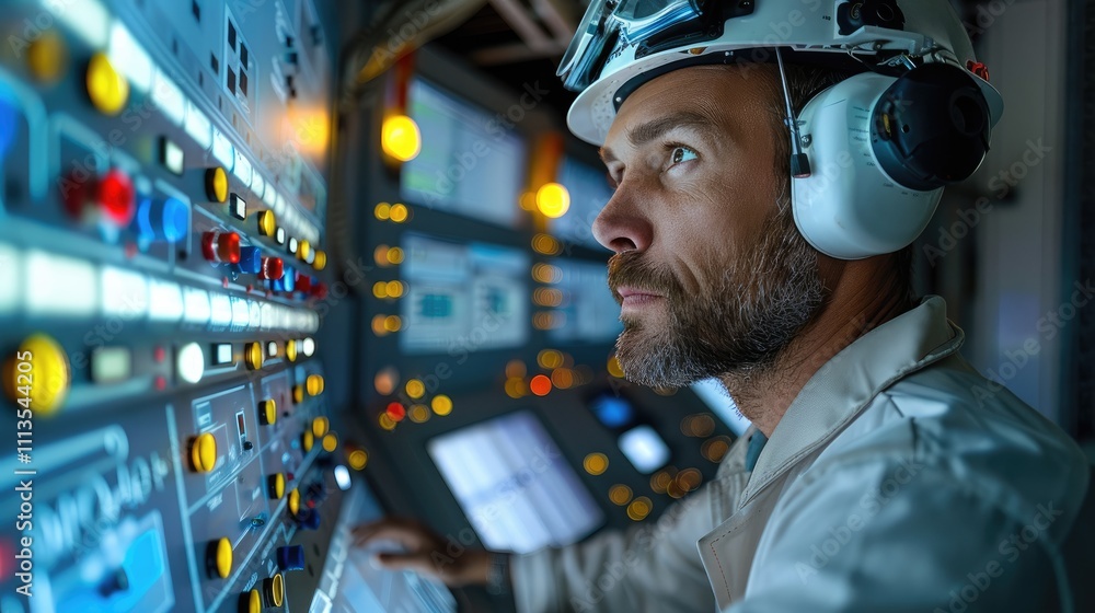Poster Engineer Operator Using System in control room.