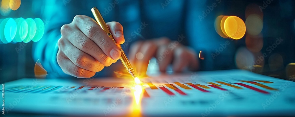 Aufkleber analyzing business trends through data visualization in office environment close-up perspective prof