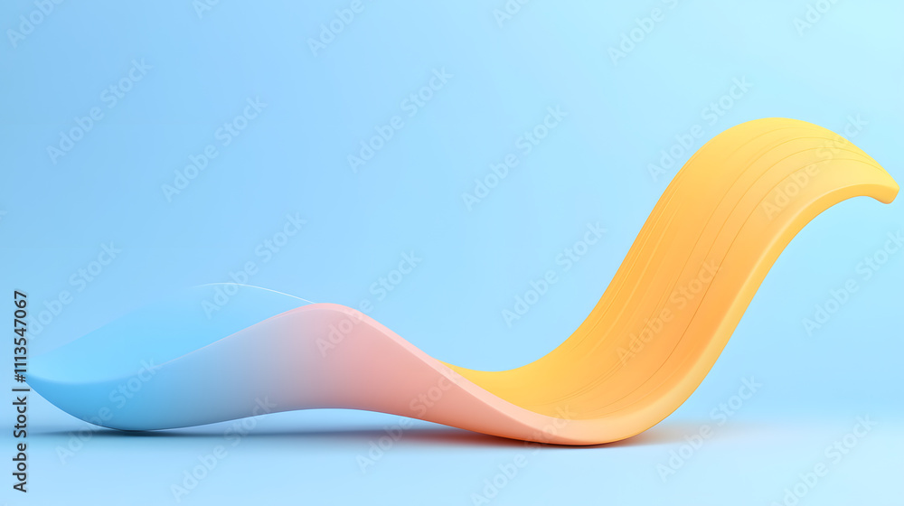 Poster dynamic curved shapes abstract design digital art blue and yellow palette minimalistic view modern a