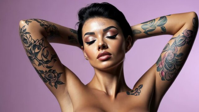 Self-expression and style: tattoo as a symbol of identity in youth culture, blending tradition with contemporary trend, an artistic image of personal meaning and culture.