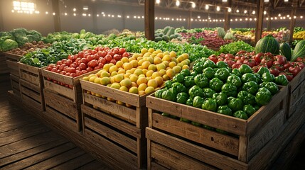 Fresh produce market vibrant vegetables indoor marketplace natural environment captivating perspective for culinary enthusiasts