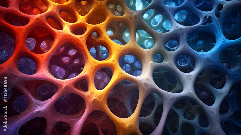 Poster abstract cellular structures digital art vivid colors hyperrealistic environment close-up view moder