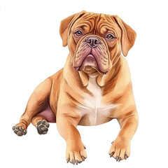 Obraz premium Beautiful Watercolor Painting of Simple Dogue De Bordeaux Dog
