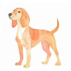 Simple Harrier Dog Watercolor Illustration With Vibrant Colors and Detailed Brush Strokes